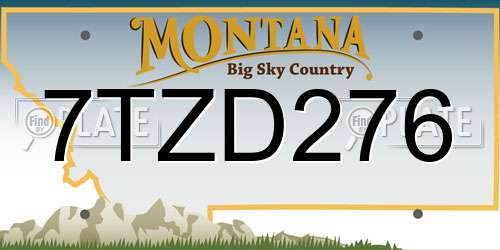 7TZD276 Montana License Plate