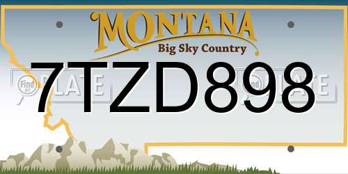 7TZD898 Montana License Plate