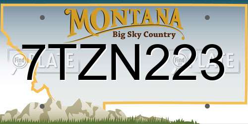 7TZN223 Montana License Plate