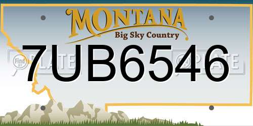7UB6546 Montana License Plate