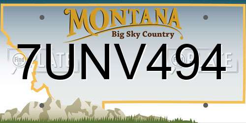 7UNV494 Montana License Plate