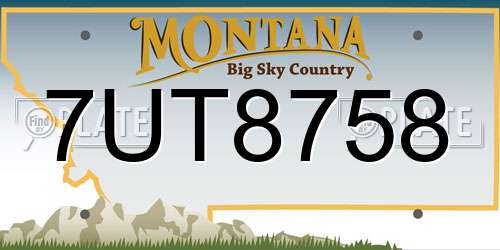 7UT8758 Montana License Plate