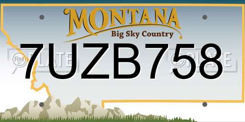 7UZB758 Montana License Plate