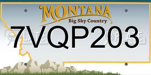 7VQP203 Montana License Plate