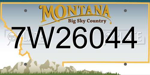 7W26044 Montana License Plate
