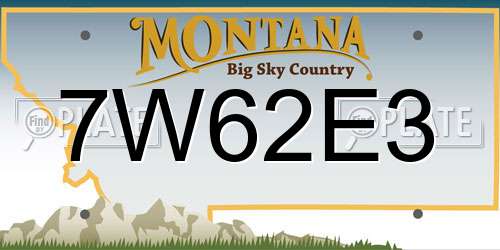 7W62E3 Montana License Plate