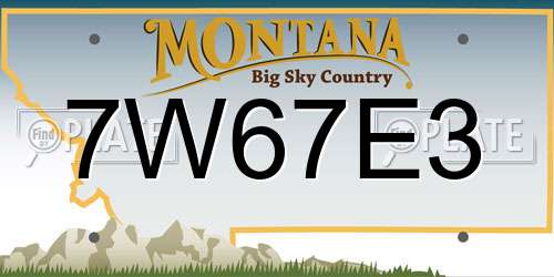 7W67E3 Montana License Plate