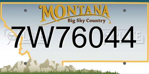 7W76044 Montana License Plate