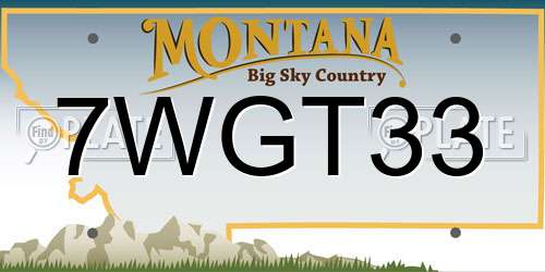 7WGT33 Montana License Plate