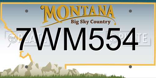 7WM554 Montana License Plate
