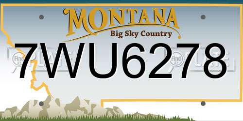7WU6278 Montana License Plate