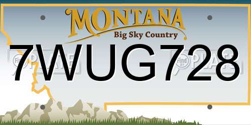 7WUG728 Montana License Plate