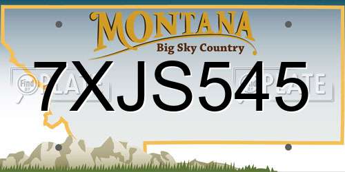 7XJS545 Montana License Plate