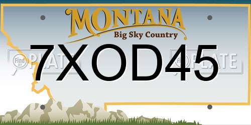 7XOD45 Montana License Plate