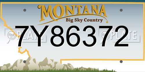 7Y86372 Montana License Plate