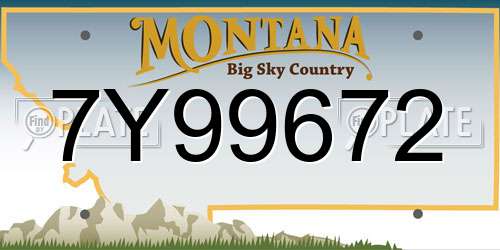 7Y99672 Montana License Plate