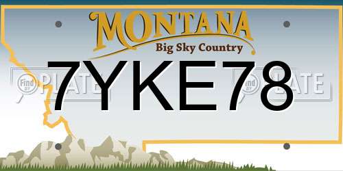 7YKE78 Montana License Plate