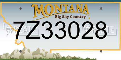 7Z33028 Montana License Plate