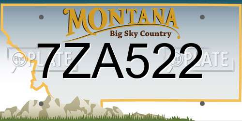 7ZA522 Montana License Plate