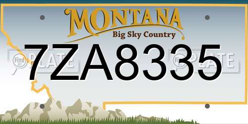 7ZA8335 Montana License Plate