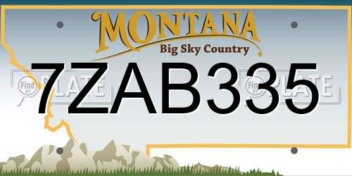 7ZAB335 Montana License Plate