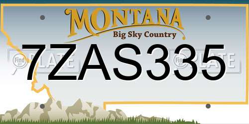 7ZAS335 Montana License Plate