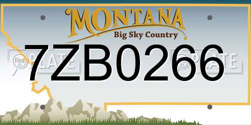7ZB0266 Montana License Plate
