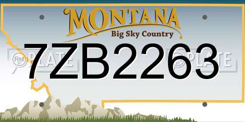 7ZB2263 Montana License Plate