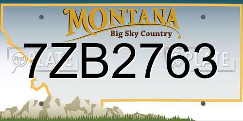 7ZB2763 Montana License Plate