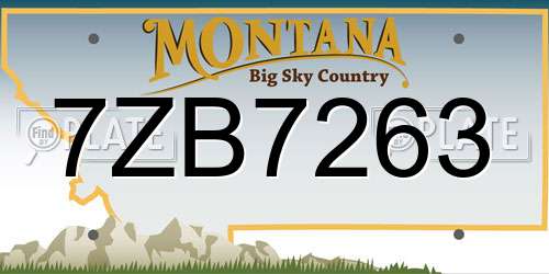 7ZB7263 Montana License Plate