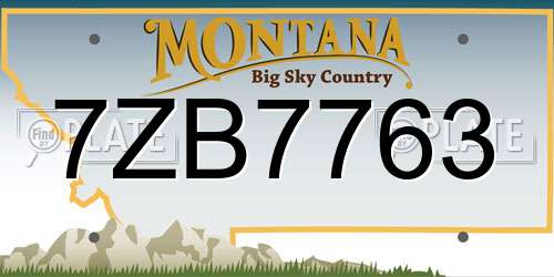7ZB7763 Montana License Plate