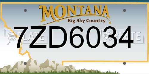 7ZD6034 Montana License Plate