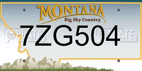 7ZG504 Montana License Plate