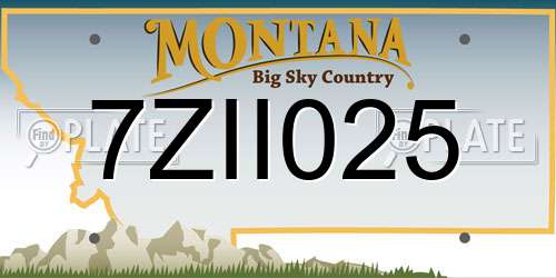 7ZII025 Montana License Plate