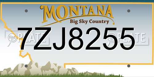 7ZJ8255 Montana License Plate