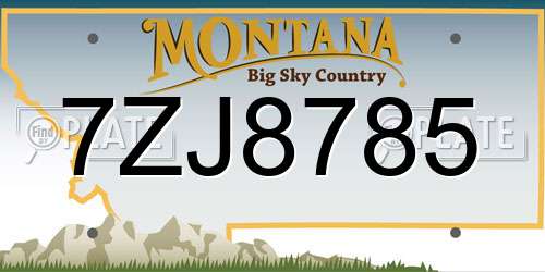 7ZJ8785 Montana License Plate