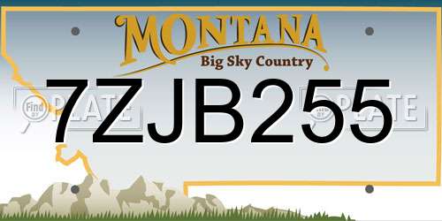 7ZJB255 Montana License Plate