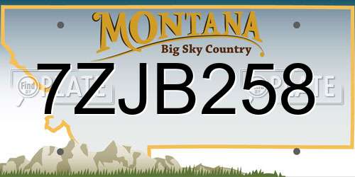 7ZJB258 Montana License Plate