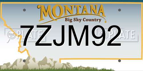 7ZJM92 Montana License Plate