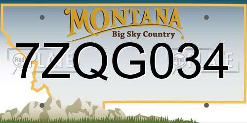 7ZQG034 Montana License Plate