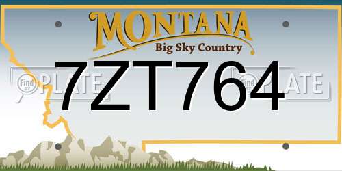 7ZT764 Montana License Plate