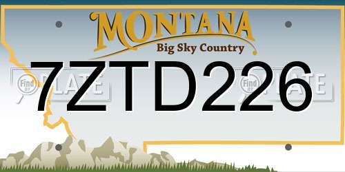 7ZTD226 Montana License Plate