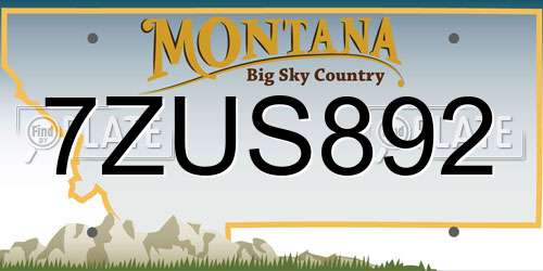 7ZUS892 Montana License Plate
