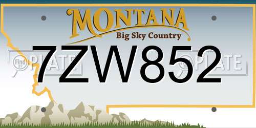 7ZW852 Montana License Plate