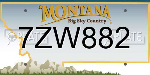 7ZW882 Montana License Plate