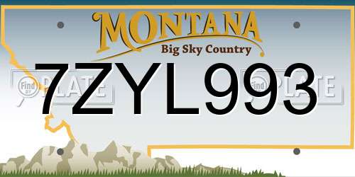 7ZYL993 Montana License Plate
