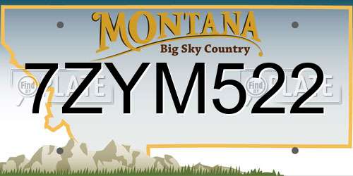 7ZYM522 Montana License Plate