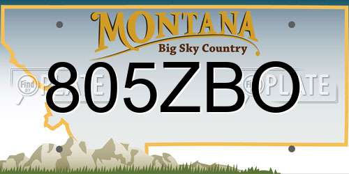 805ZBO Montana License Plate