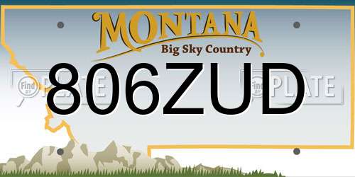 806ZUD Montana License Plate