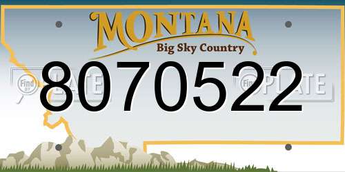 8070522 Montana License Plate